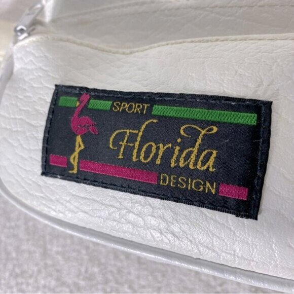 Vintage White Faux Leather Florida Sport Fanny Pack Bum Bag - Picture 3 of 15